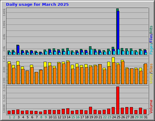 Daily usage for March 2025